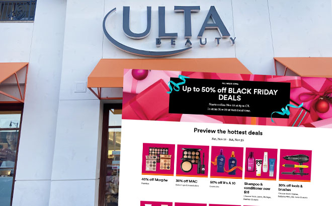 ULTA Store Front and Black Friday Ad Scan