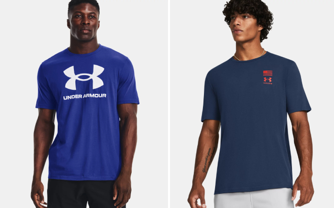 Under Armour Mens Sportstyle Logo T Shirt and Freedom Flag Variation Shirt