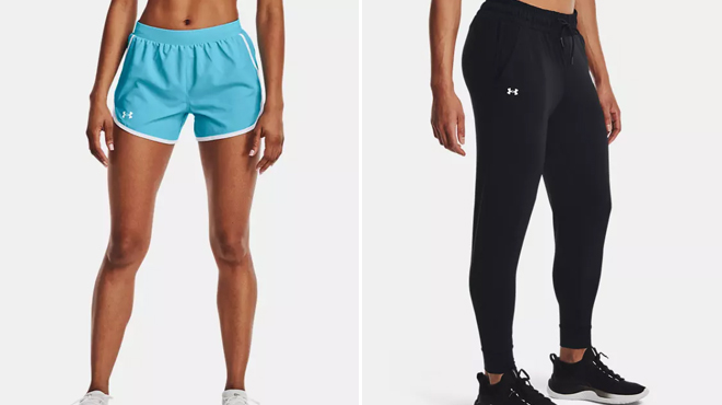 Under Armour Womens UA Fly By 2 0 Shorts and Womens HeatGear Pants