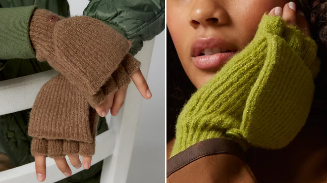 Urban Outfitters Ribbed Convertible Gloves