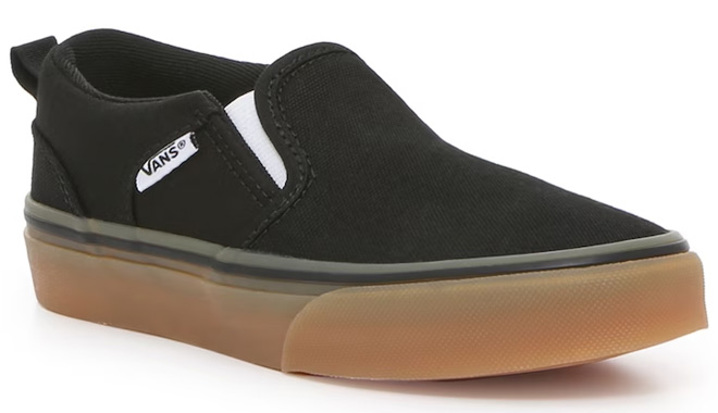 VANS Asher Slip On Kids Sneakers in Black color