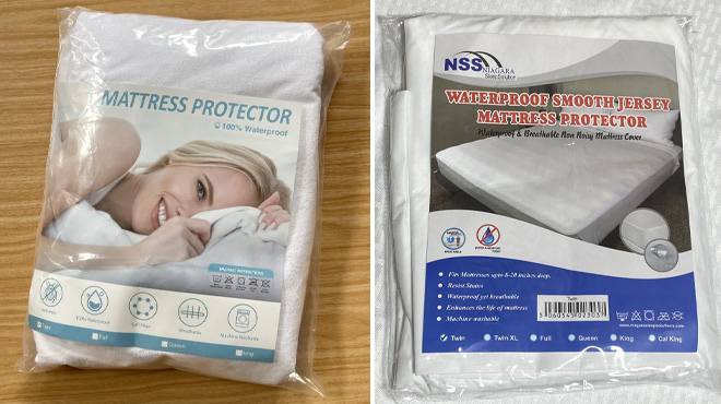 VClife Mattress Protector on the Left and Niagara Sleep Solution Waterproof Mattress Protector on the Right