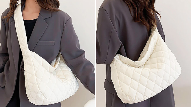 White Diamond Quilted Tote