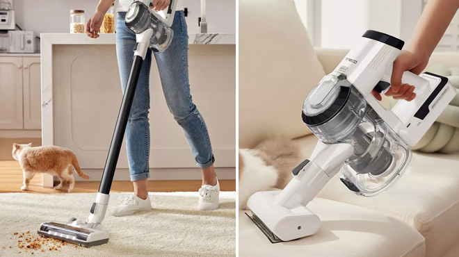 Woman Cleaning with the Tineco PWRHero 11S Cordless Stick Vacuum