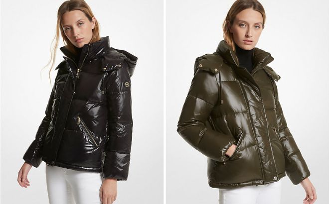 Woman is Wearing Michael Kors Quilted Nylon Puffer Jacket Woman is Wearing Michael Kors Quilted Nylon Puffer Jacket
