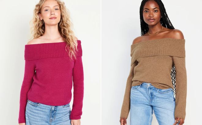Women are Wearing Old Navy SoSoft Off the Shoulder Sweater