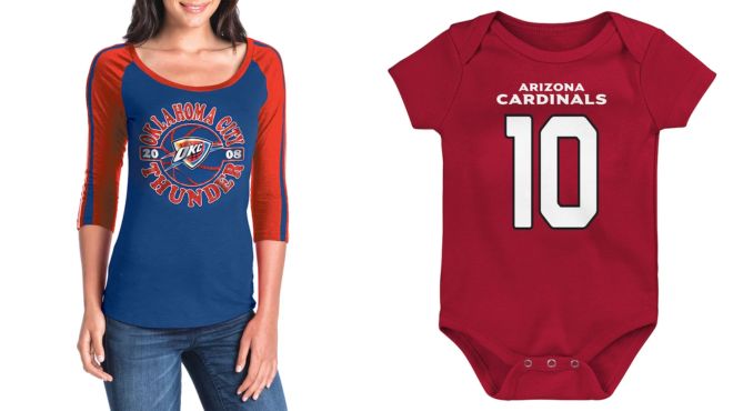 Womens New Era Oklahoma City Thunder Slub Jersey T Shirt and DeAndre Hopkins Arizona Cardinals Baby Team Player Bodysuit