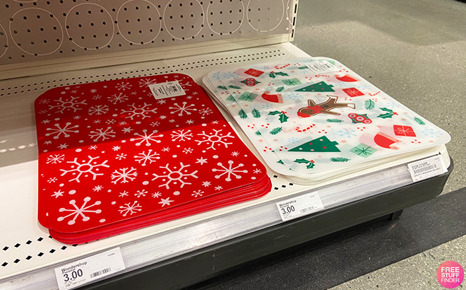 Wondershop Christmas Snowflake Placemat Red and Christmas Gingerbread Placemat White in Store Wondershop Christmas Snowflake Placemat Red and Christmas Gingerbread Placemat White in Store