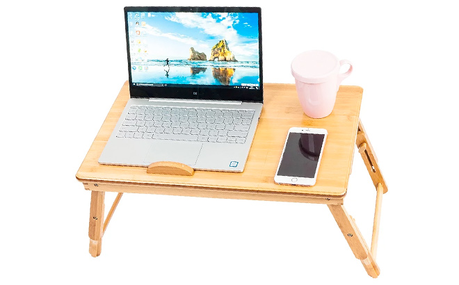 Zimtown Nature Bamboo Folding Laptop Computer Notebook Table Bed Desk Tray Stand