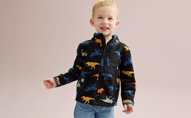 a Boy Wearing Jumping Beans Microfleece Full Zip Jacket