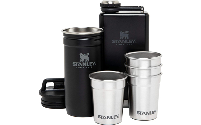 an Image of Stanley Stainless Steel Shot Glass And Flask Gift Set