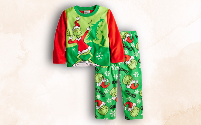 an Image of a The Grinch Christmas Toddler Pajama Set