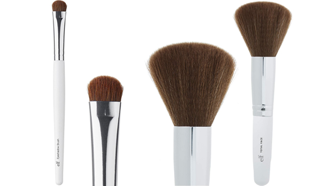 e l f Cosmetics Eyeshadow Brush and Total Face Makeup Brush