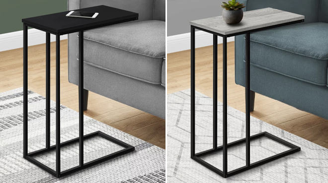 25 Inch High Rectangle C Shape Accent Table