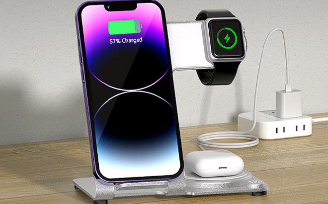 3 in 1 Charging Station for Multiple Devices Apple Aluminum Alloy