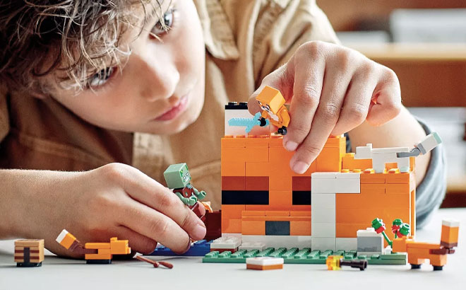 A Boy Playing LEGO Minecraft Overworld Adventures