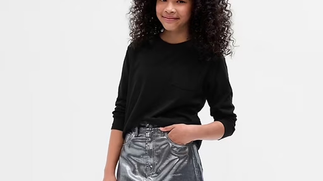 A Girl Wearing GAP Kids Pocket T Shirt