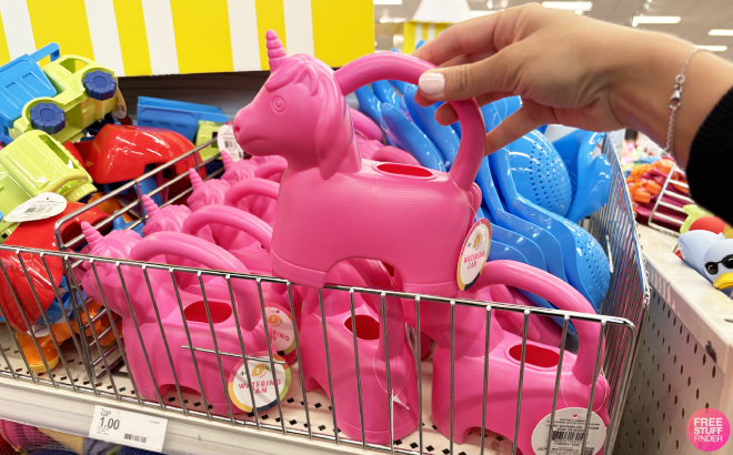 A Person Holding Unicorn Watering Can Toy