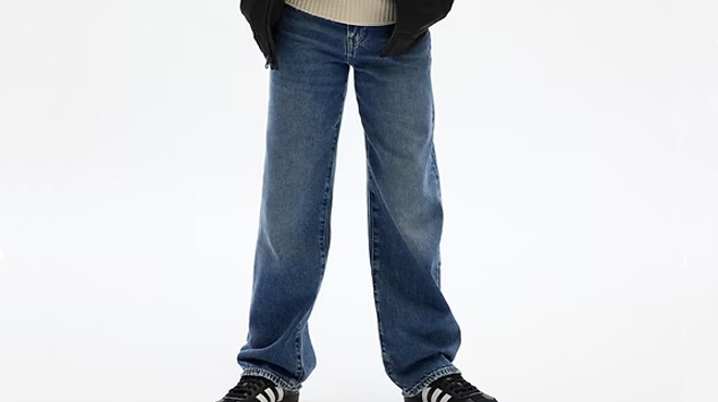 A Person Wearing GAP Kids 90s Loose Jeans 1