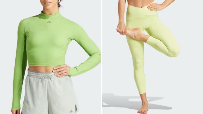 Adidas Long Sleeve Crop Tee and Yoga Studio Luxe Crossover Pants