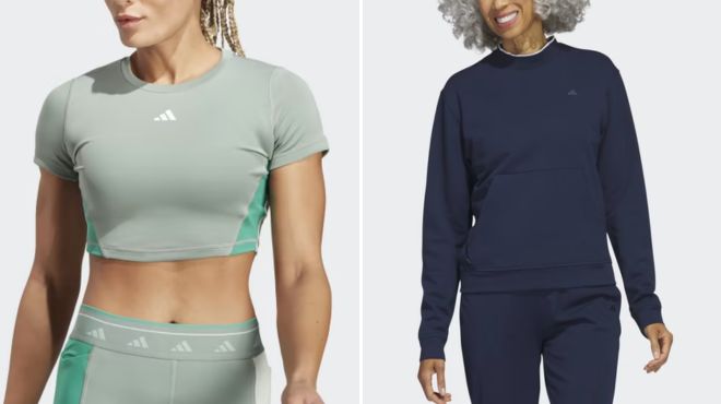 Adidas Training Colorblock Crop Top and Go To Golf Sweatshirt