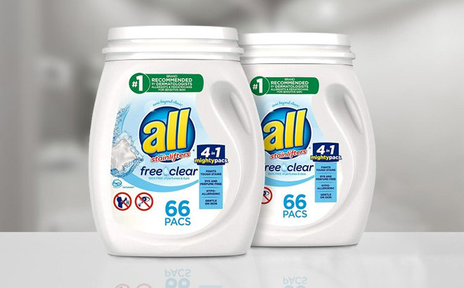 All Mighty Pacs with Stainlifters Free Clear Laundry Detergent