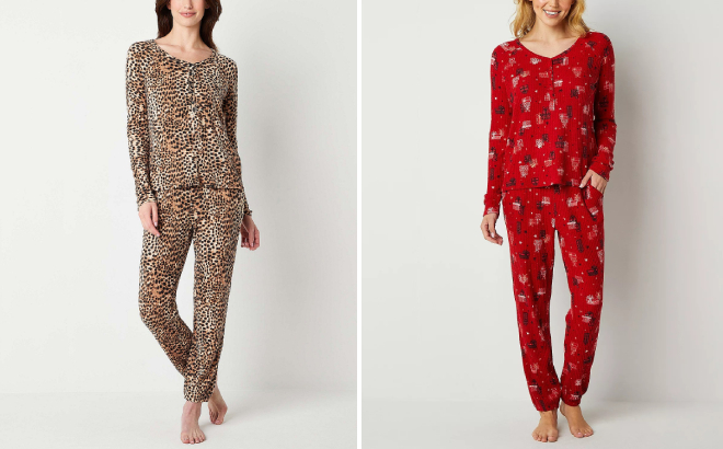 Ambrielle Womens Long Sleeve Waffle Pajama Set
