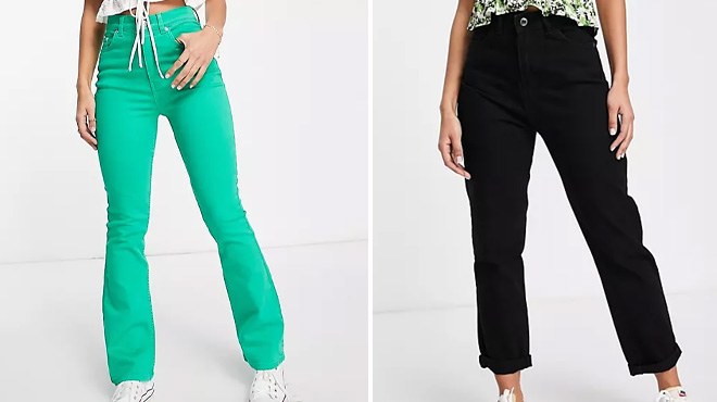 Asos Design 70's Flare Jeans and DTT Lou Mom Jeans