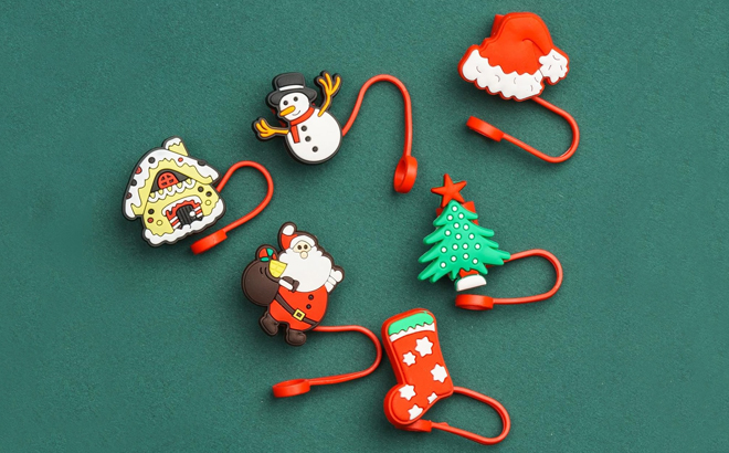 Assorted Christmas Silicone Straw Cover Cap