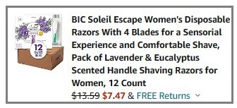 BIC Razors Order Final Price at Checkout