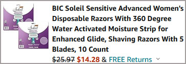 BIC Soleil Sensitive Advanced Womens Disposable Razors 10 Count Order Summary