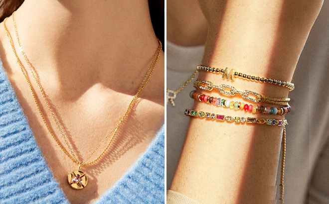 Baublebar Birthstone Pendant Necklace and Gianna Semi Precious Bracelet