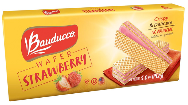 Bauducco Strawberry Wafers Crispy Wafer Cookies With 3 Layers of Strawberry Flavored Cream