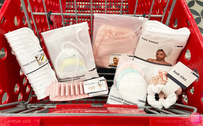 Beauty Products inside a Target Shopping Cart