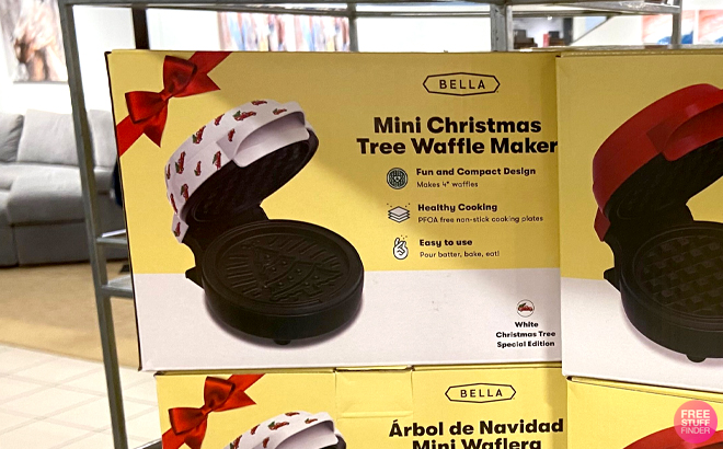 Bella Mini ChristmasTree Waffle Maker on a Shelf