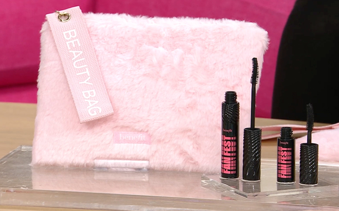 Benefit Cosmetics Two Fan Fest Mascaras with Bag Set on Product Display