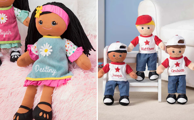 Big Sister Personalized Name Rag Doll and Star Baseball Cap Personalized Name Plush Doll