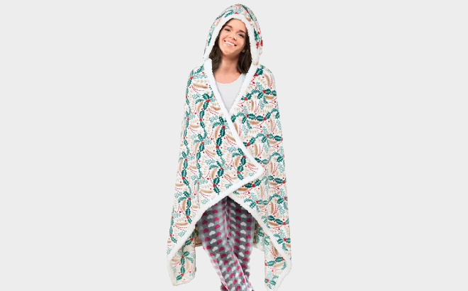 Birch Trail Holiday Printed Hooded Throw