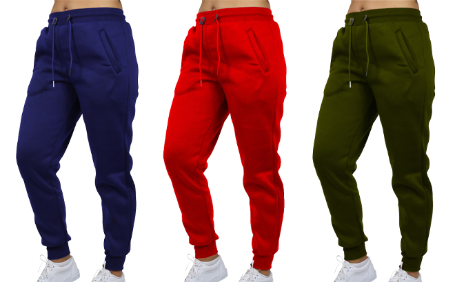Blue Ice Womens 3 Pack Fleece Lined Classic Joggers