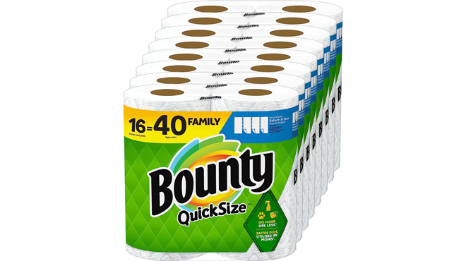 Bounty Quick Size Paper Towels White 16 Family Rolls 40 Regular Rolls