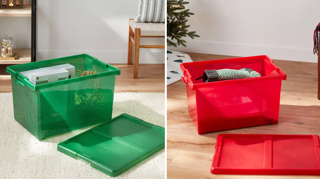 Brightroom Large Latching Tint Storage Box in Green and Red