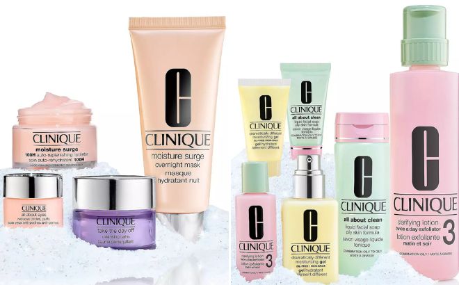 CLINIQUE Glowing Skin Must Haves Skincare Set and Great Skin Everywhere 3 Step Skincare Set For Oily Skin