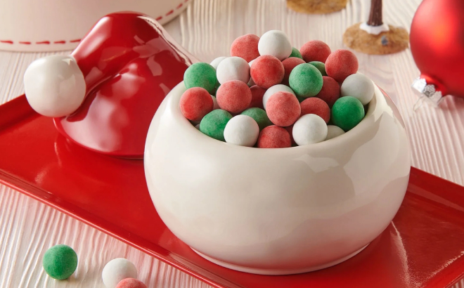 Cadbury Mini Snowballs Christmas Candy in a Bowl