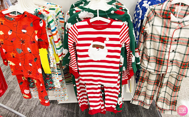 Carters Toddler Striped Santa Pajama Set and Cat Jack Toddler Plaid Coat Pajama Set