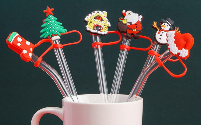 Christmas Silicone Straw Cover Cap