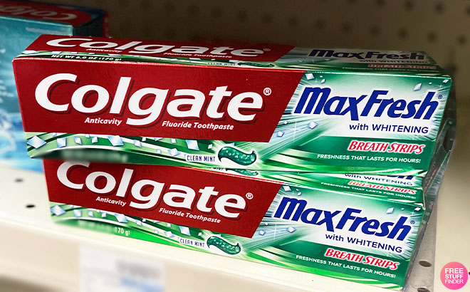 Colgate Max Fresh Whitening Toothpaste on a Shelf