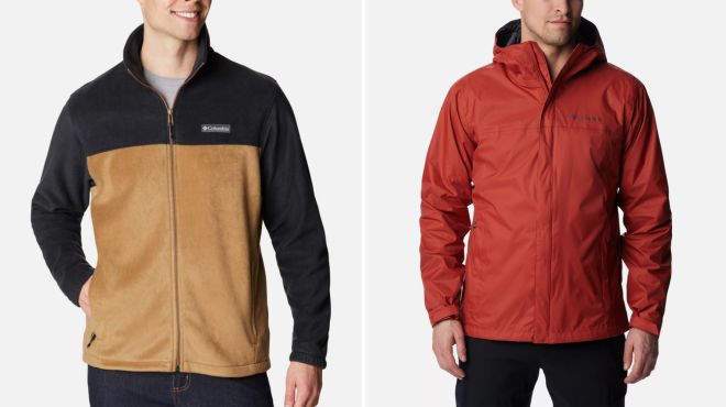 Columbia Mens Steens Mountain Full Zip Fleece Jacket and Mens Watertight Rain Jacket