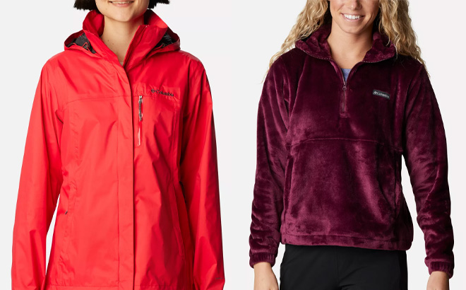 Columbia Womens Pouration Rain Jacket and Womens Fleece Hoodie Columbia Womens Pouration Rain Jacket and Womens Fleece Hoodie