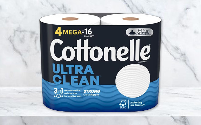 Cottonelle Ultra Clean Toilet Paper Mega Roll 4 Pack