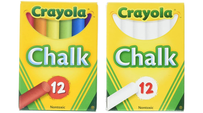 Crayola 12 Piece Non Toxic Colored and White Chalk Bundle
